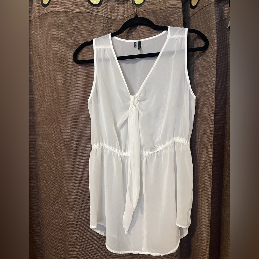 Maurices White Sleeveless Tie Front Blouse